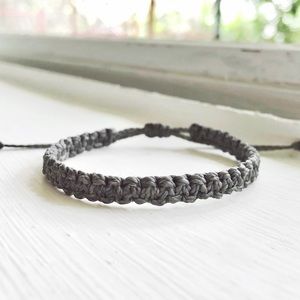 Dark Gray Waxed Square-Knot Bracelet